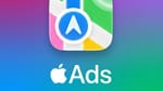 Apple Maps icon above the Apple Ads logo on a colorful gradient background.