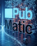 PubMatic agentic AI network with robotic agents traversing programmatic ad streams.