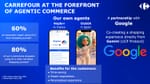 Carrefour Hopla+ and ClubIA AI shopping agents alongside Google Gemini UCP partnership slide