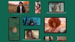 Vevo music videos playing across TV, tablet, laptop, and mobile screens on green background
