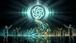 OpenAI ChatGPT logo radiating light as conversion arrows and coins flow toward advertisers.