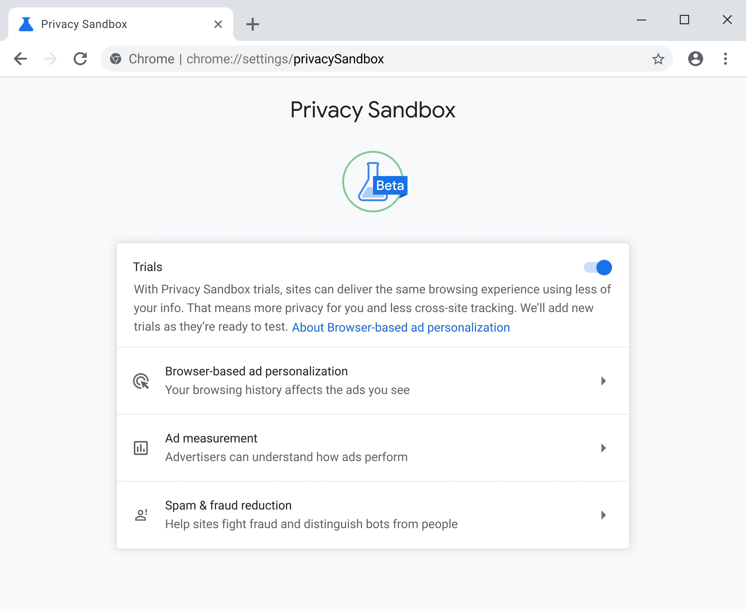 Privacy Sandbox Beta in Canary version of Chrome