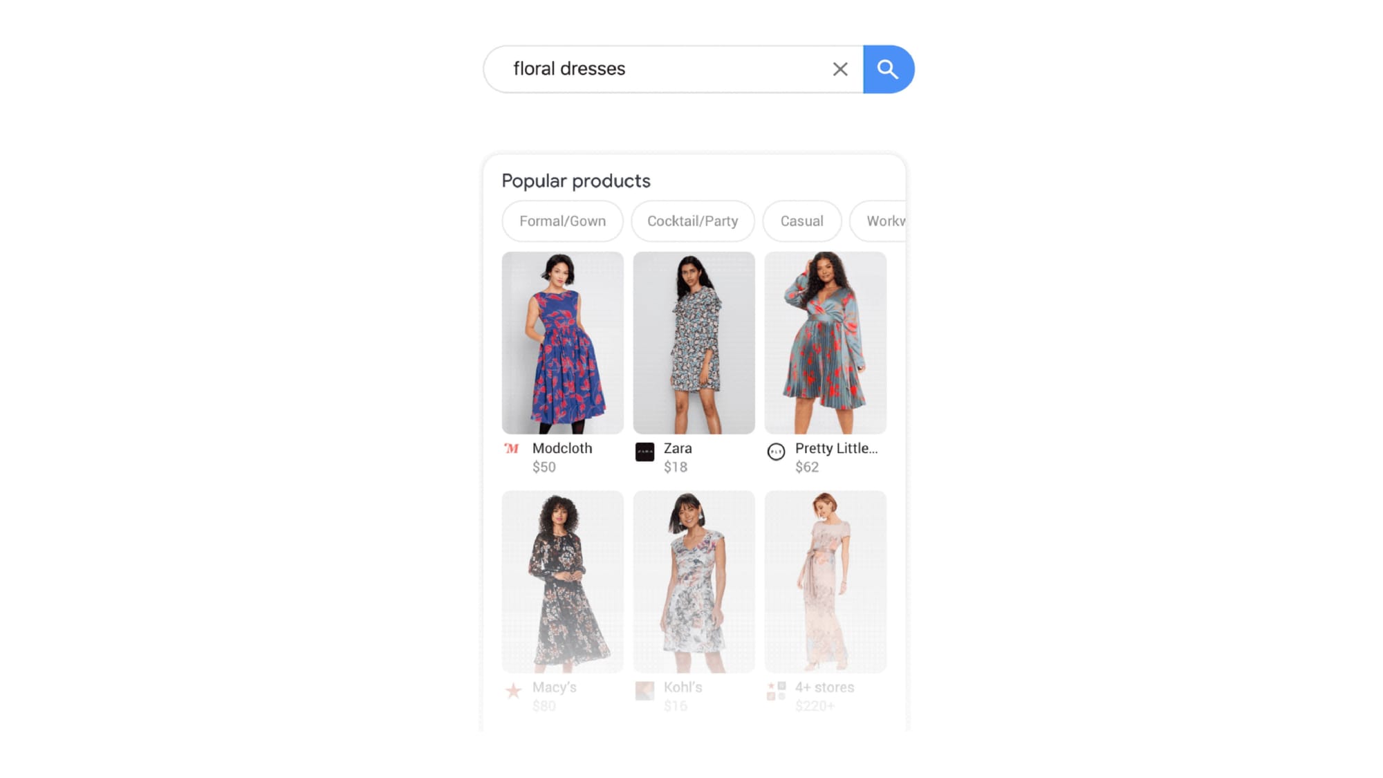 Google merchant center products in search results