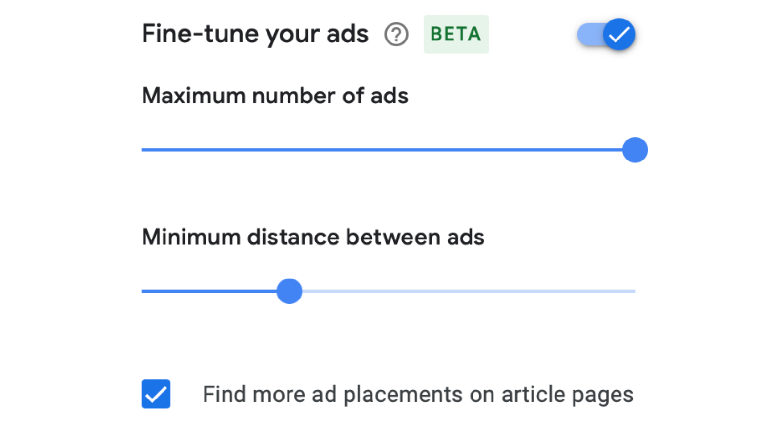 AdSense Fine-Tune Controls