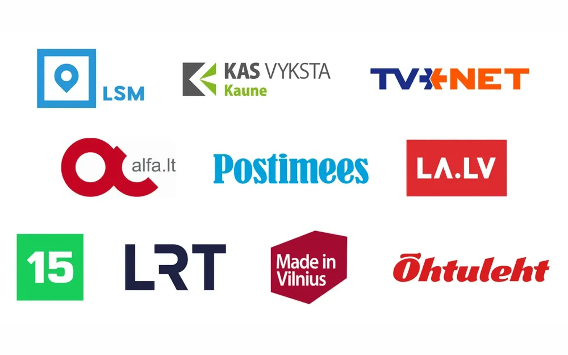Logos of Google News Showcase partners in Estonia, Latvia and Lithuania