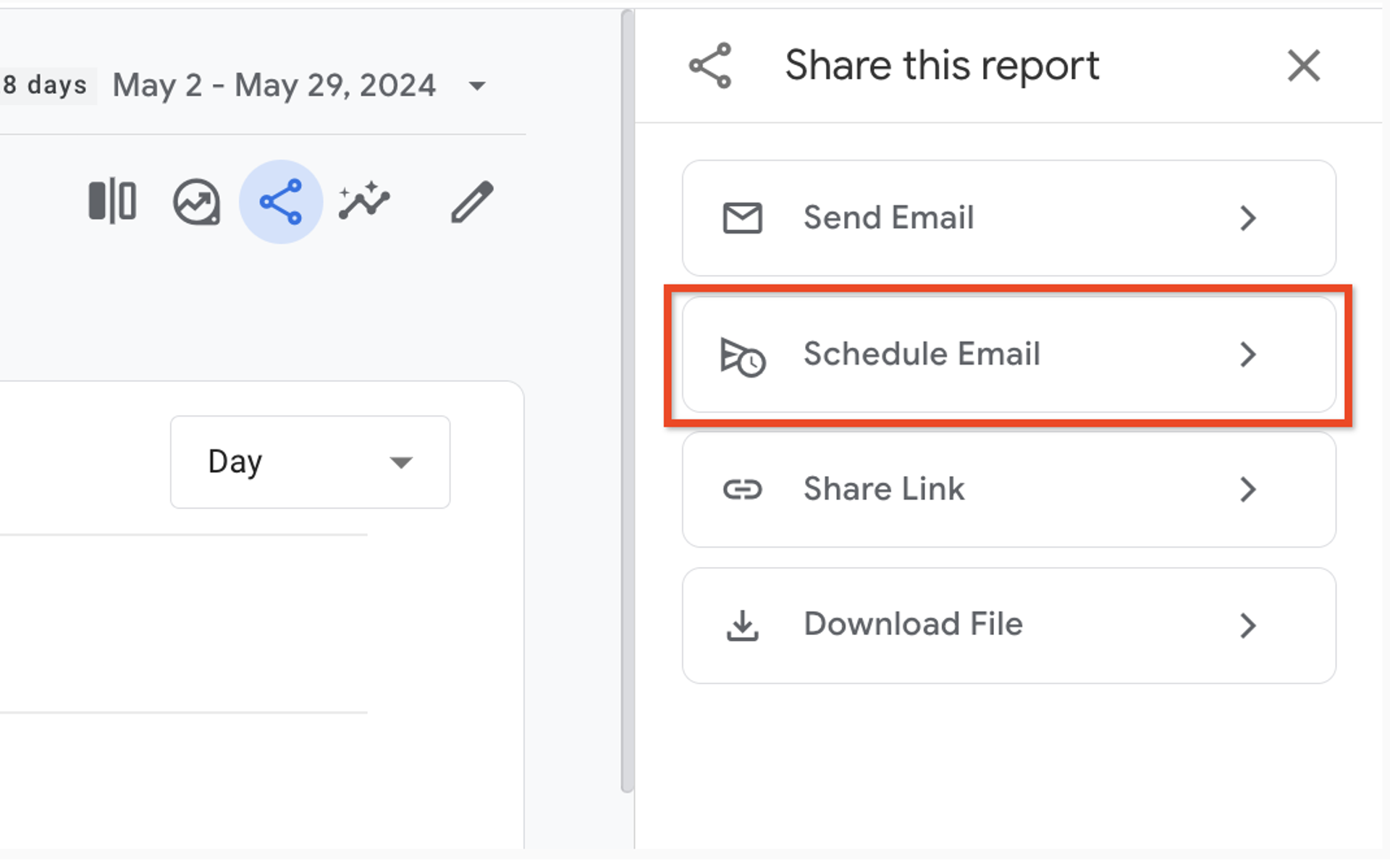 Schedule email report Google Analytics