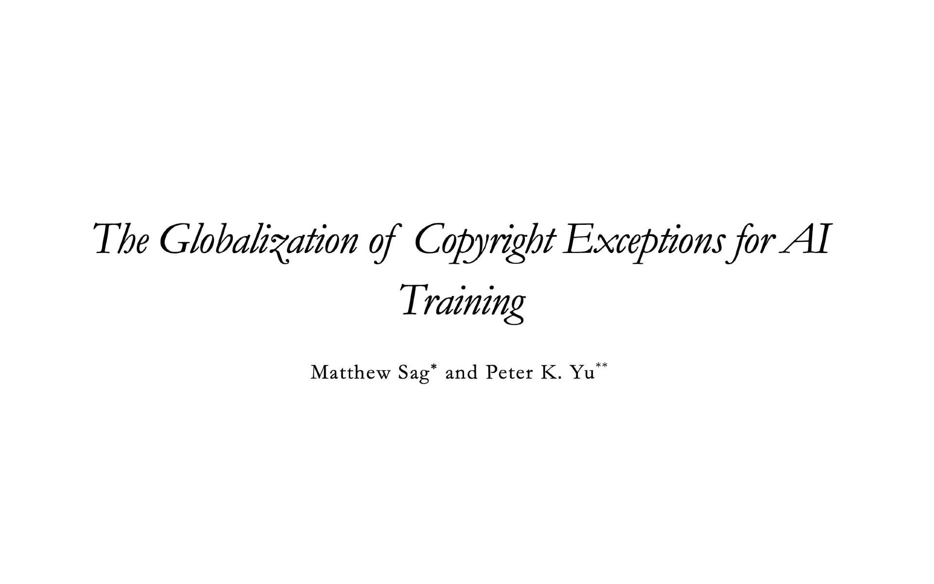 The Globalization of Copyright Exceptions for AI Training