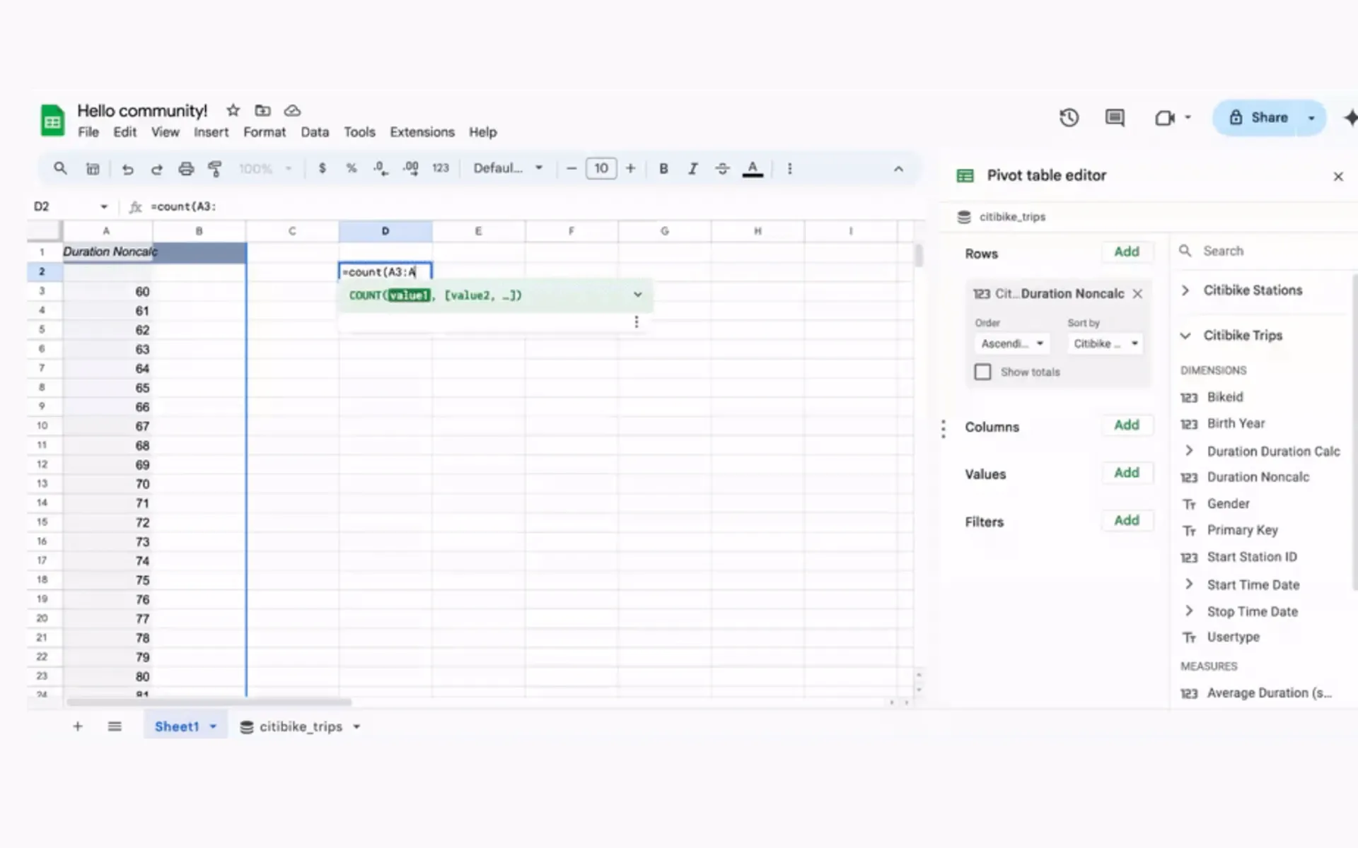 Looker connected sheets triples pivot table row limit