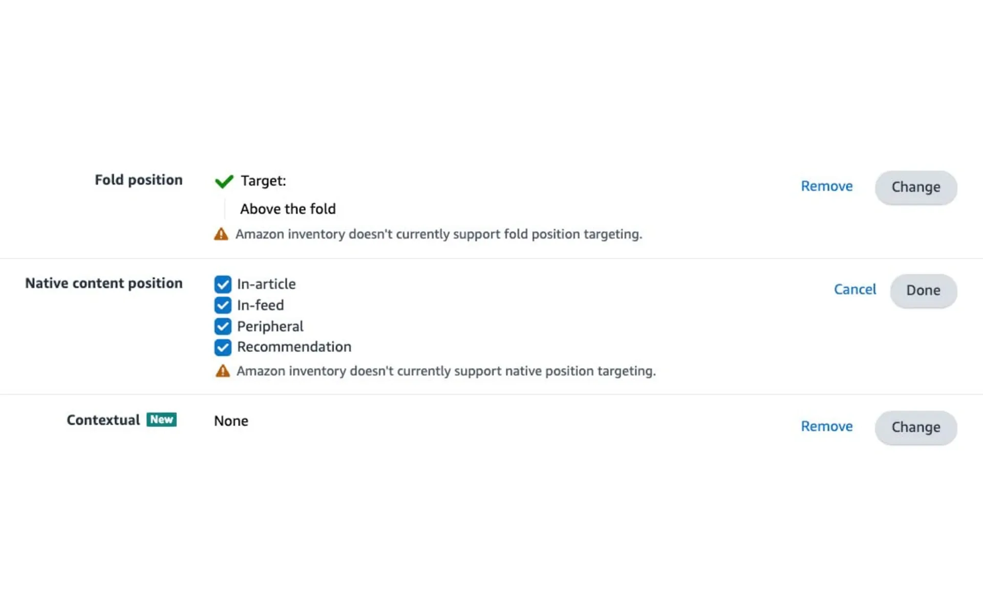 Amazon DSP fold position controls