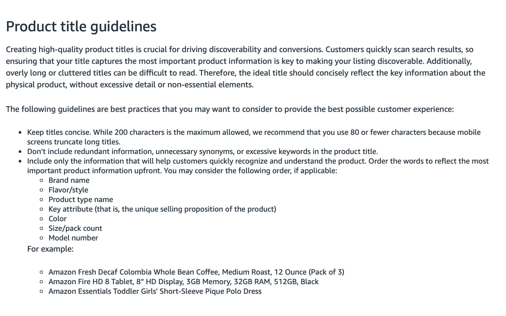 Amazon Product title guidelines