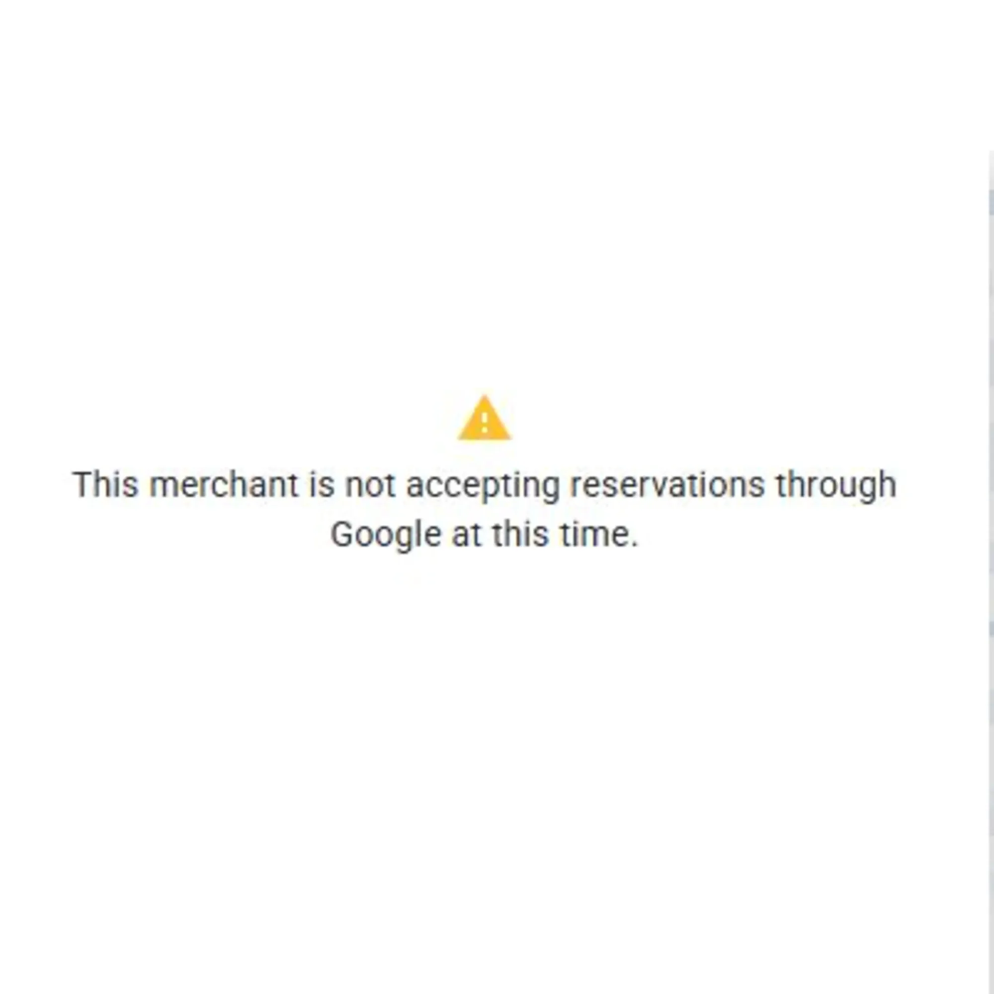 error message appears when restaurant owners disable Google's Assistant, blocking all reservations