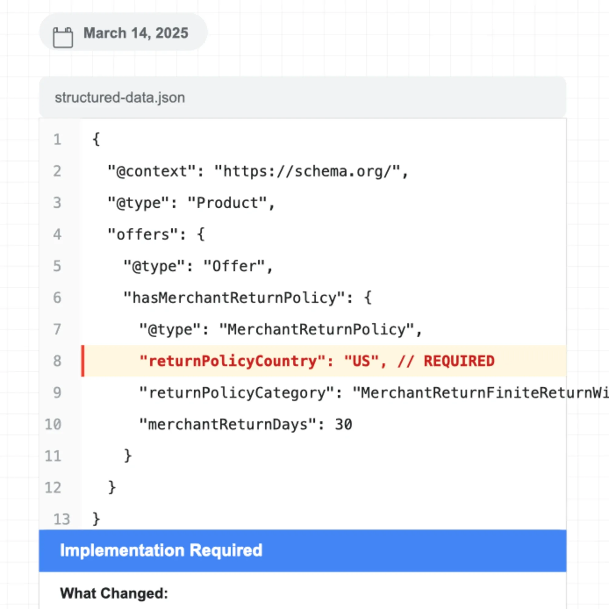 Google's structured data update with "returnPolicyCountry" parameter now required for merchant return policies