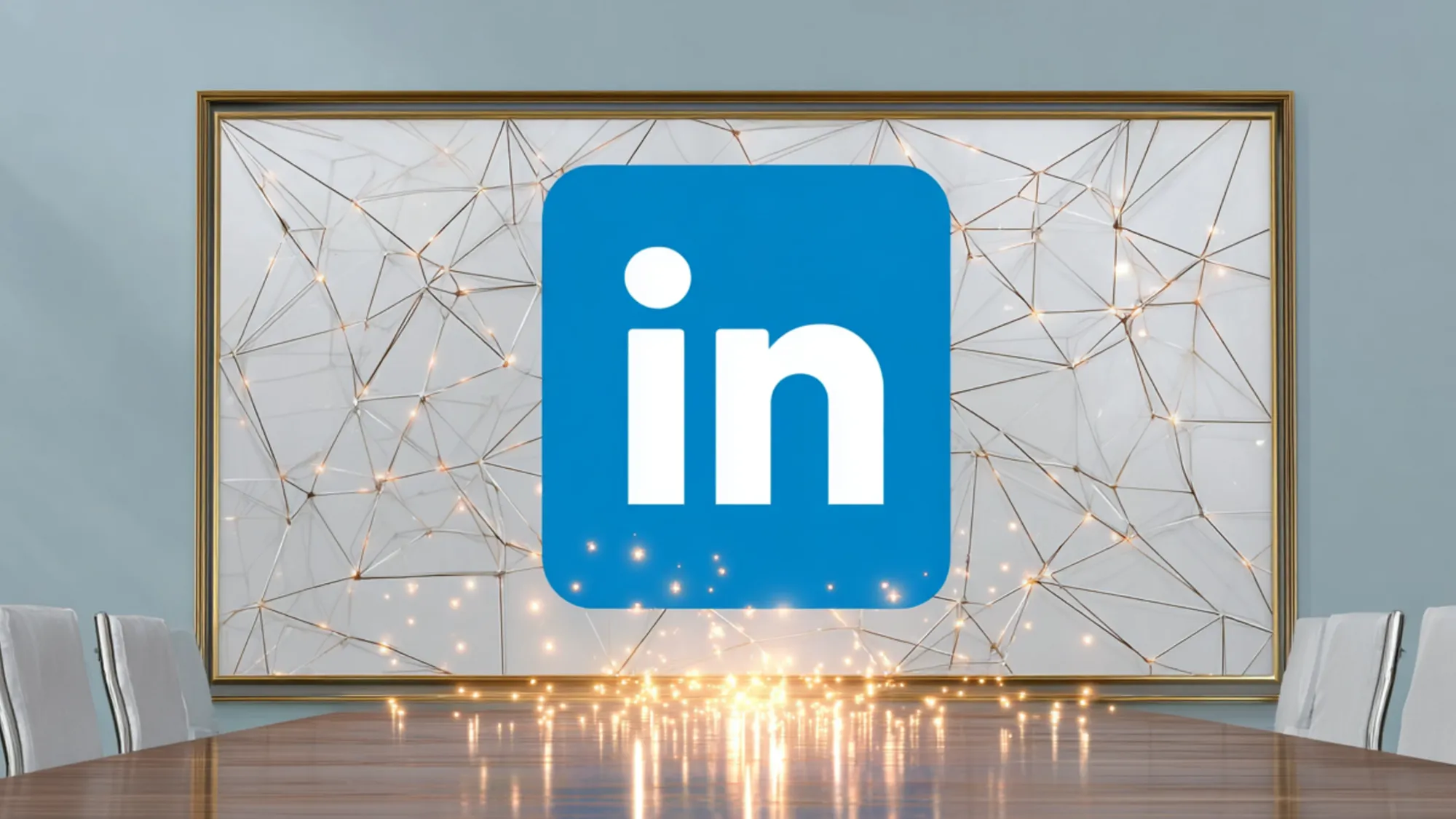 LinkedIn CTV integration displayed on boardroom screen with network connections for B2B advertising expansion