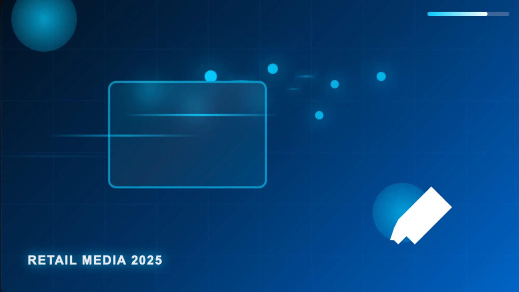 Futuristic blue interface showcasing retail media network data visualization and digital advertising trends