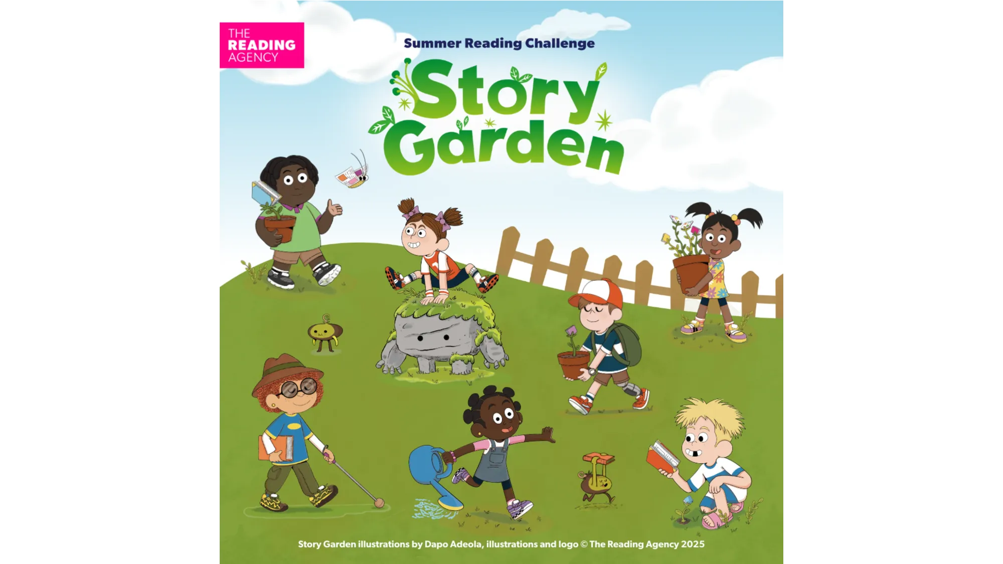Story Garden illustrations by Dapo Adeola, illustrations and logo © The Reading Agency 2025