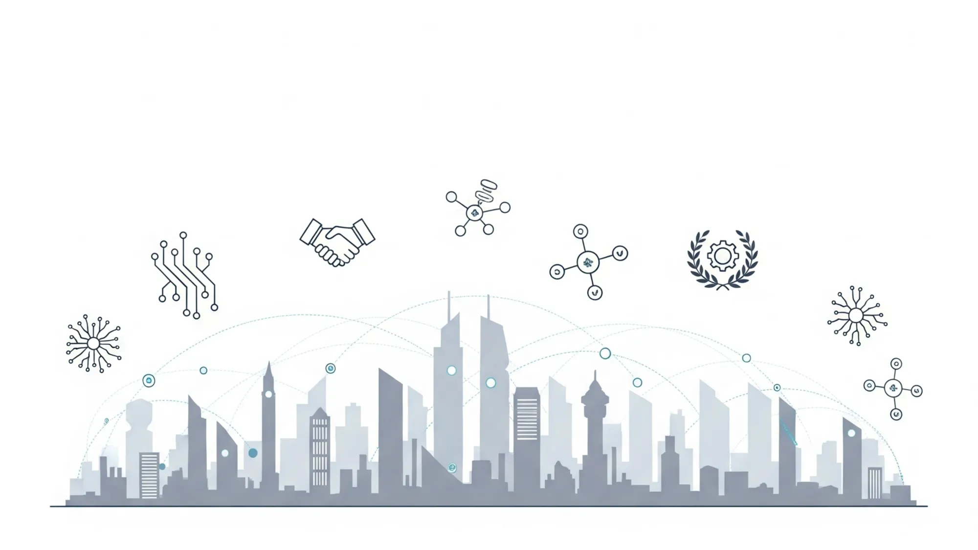 China AI governance global cooperation cityscape with digital networks and technology symbols