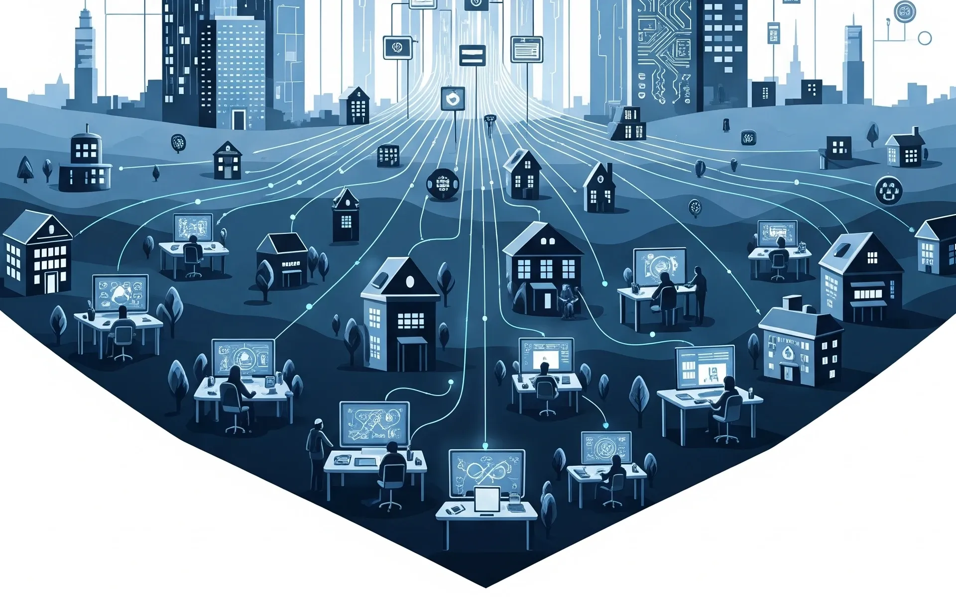 Digital publishers and content creators facing AI data extraction from tech companies in connected landscape.
