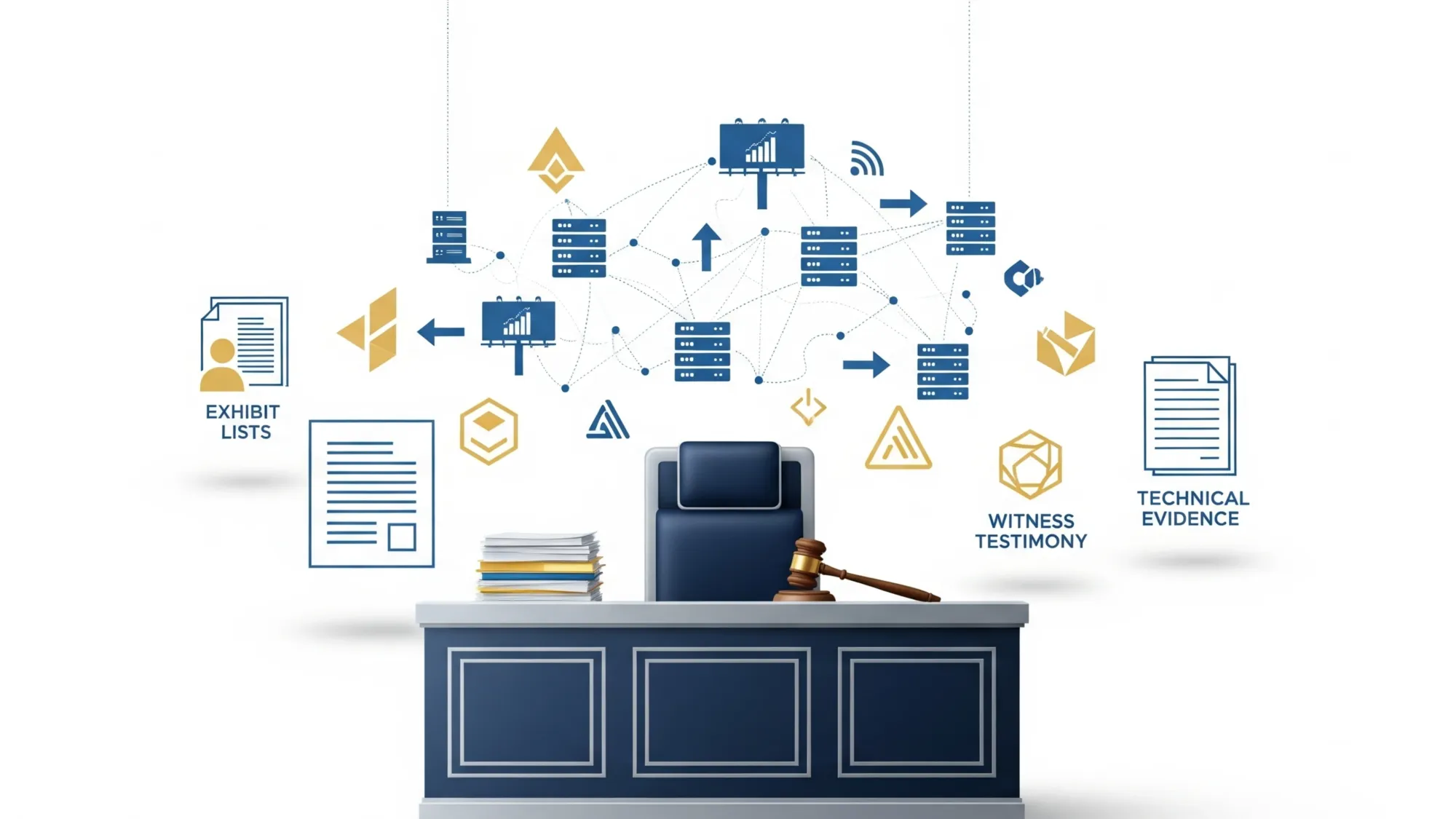 Digital courtroom with tech evidence for Google antitrust remedies trial September 2025