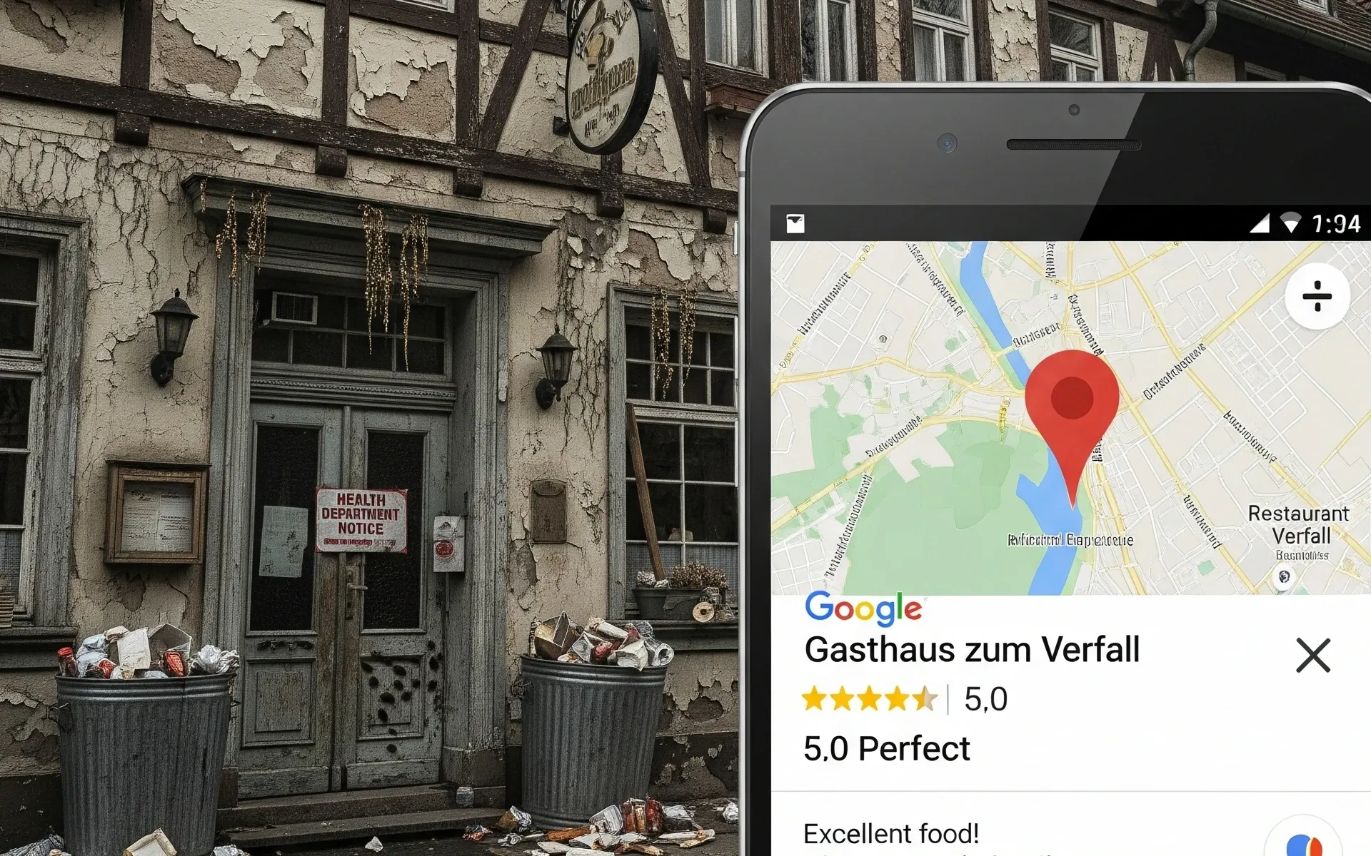 Restaurant review in Google Maps