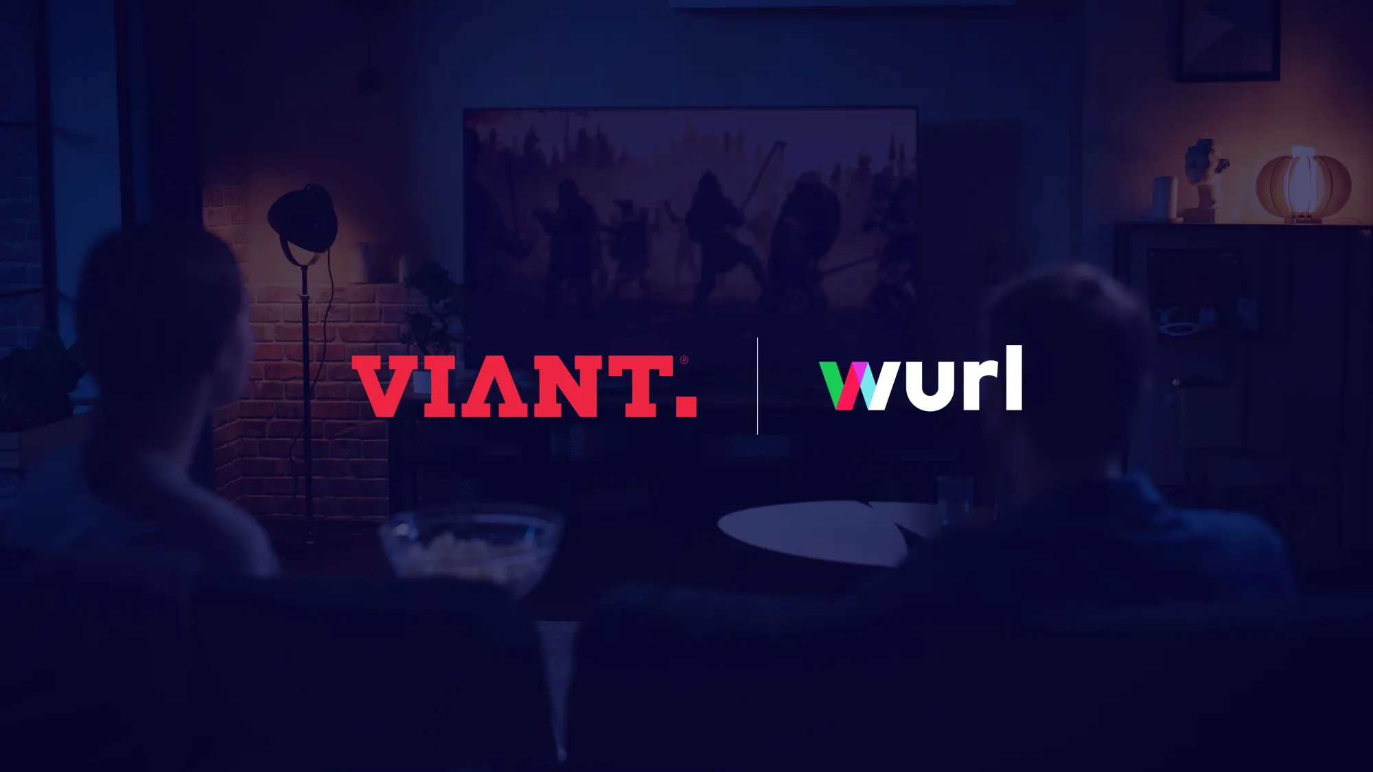 Viant and Wurl logos displayed on smart TV screen showcasing Connected TV advertising partnership