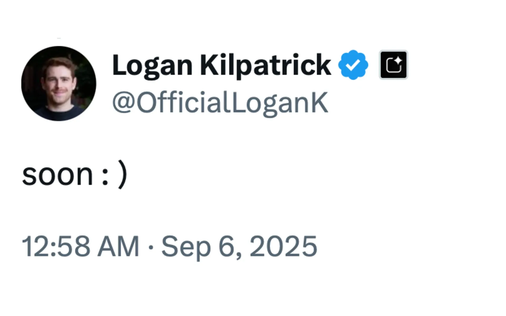Logan Kilpatrick Google AI Mode soon tweet September 6 2025 default search announcement product manager
