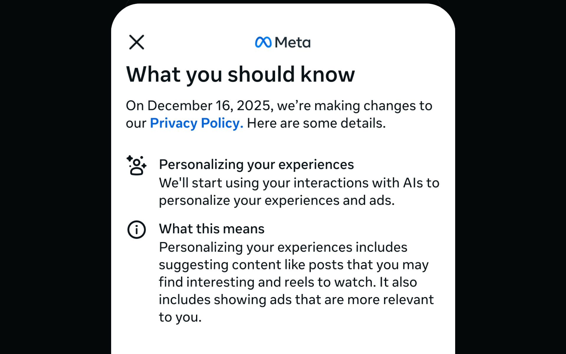 Meta plans to use AI chat data for ad targeting starting December