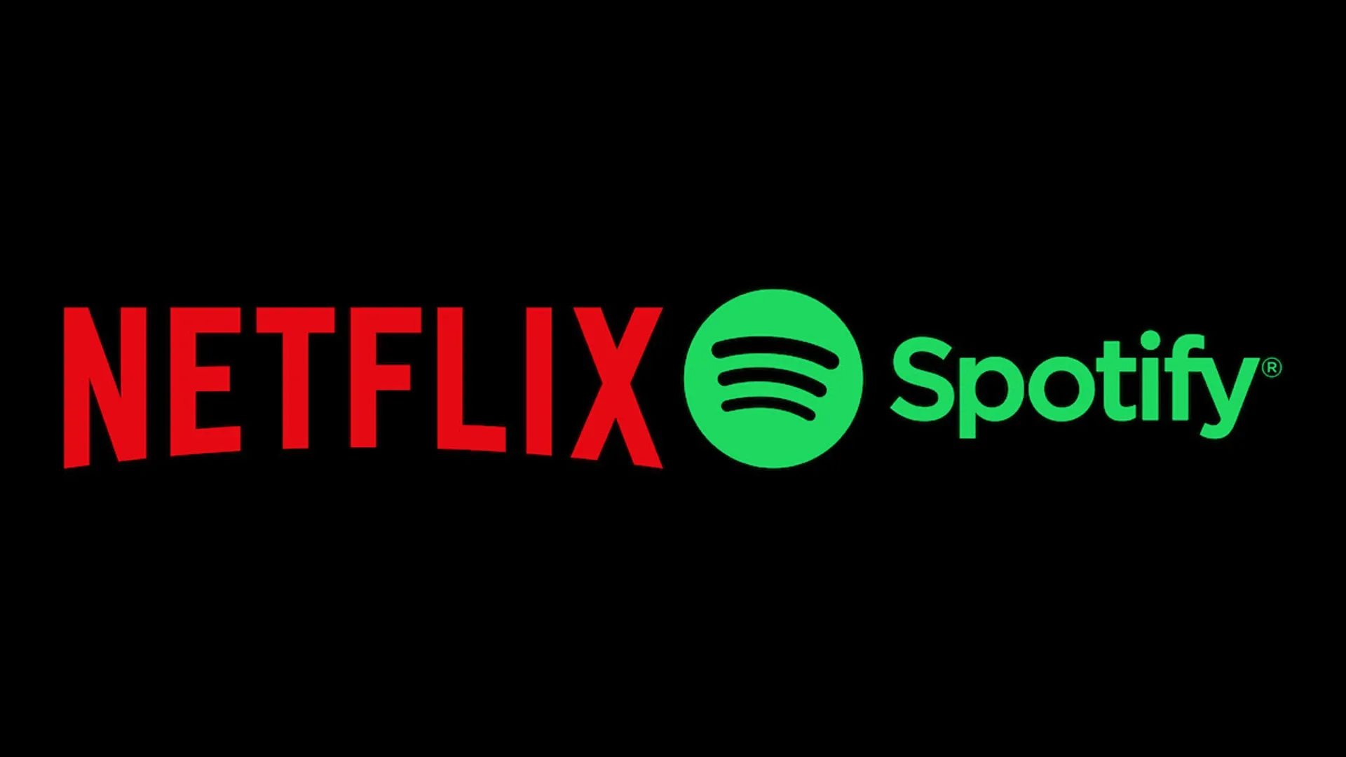 Netflix and Spotify logos on black background announcing video podcast partnership deal