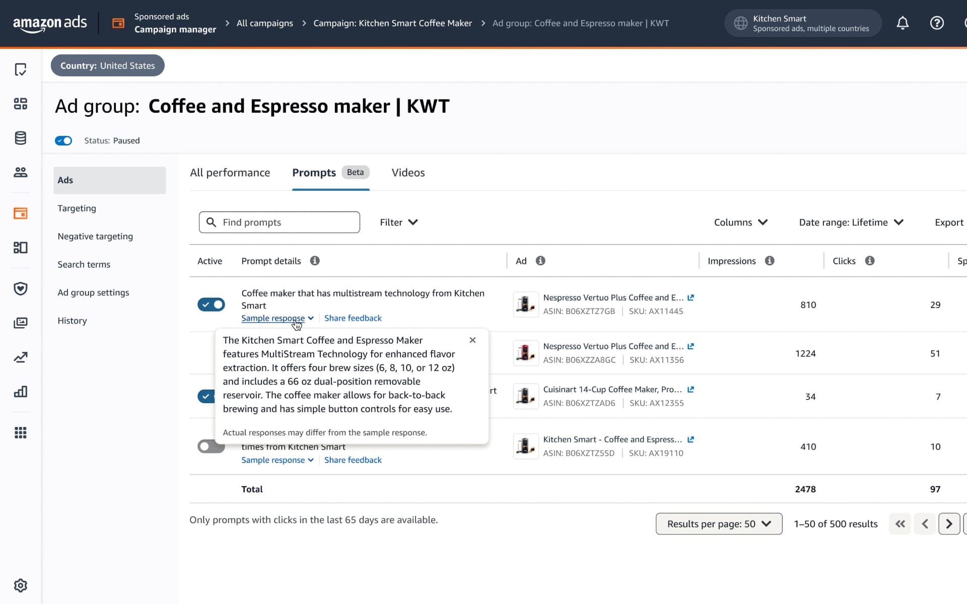 Amazon launches free AI prompts for sponsored ad campaigns