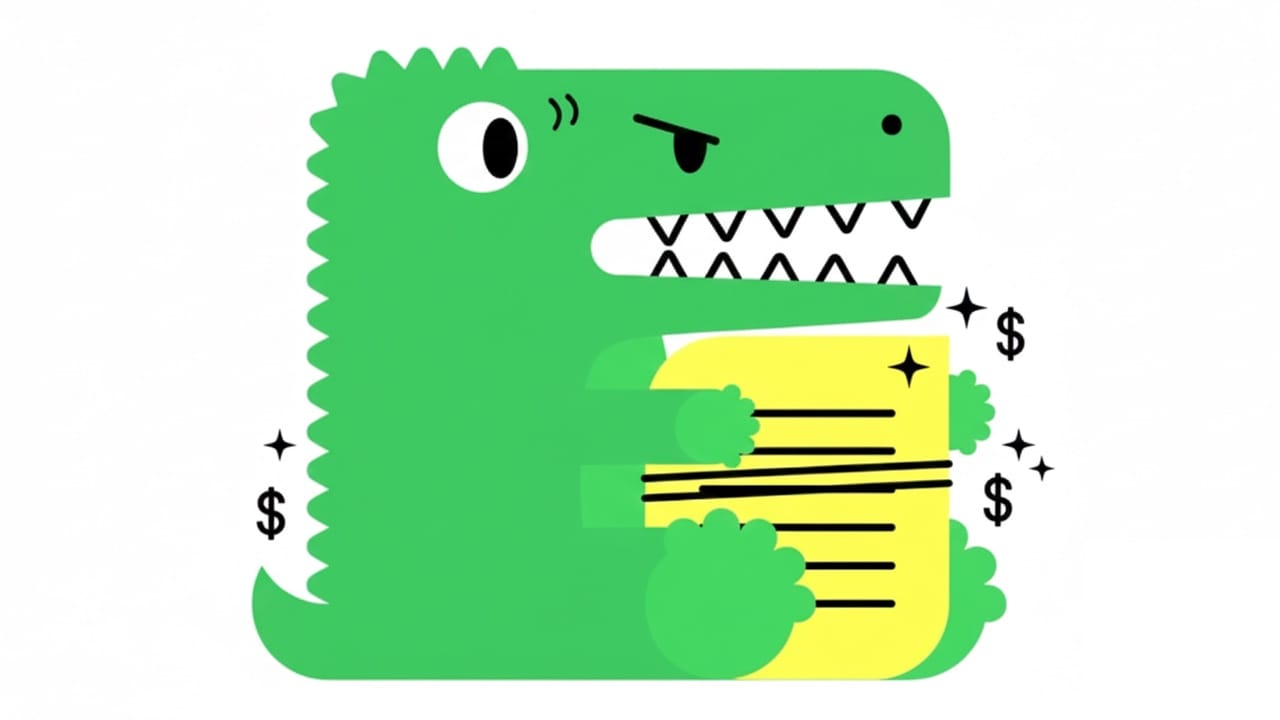 Greedy dinosaur hoarding money symbolizes programmatic ad tech opacity blocking transparency reforms.