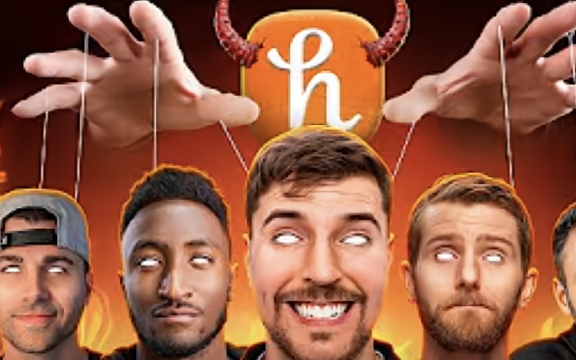 Honey browser extension logo with content creators depicted as puppets controlled by strings