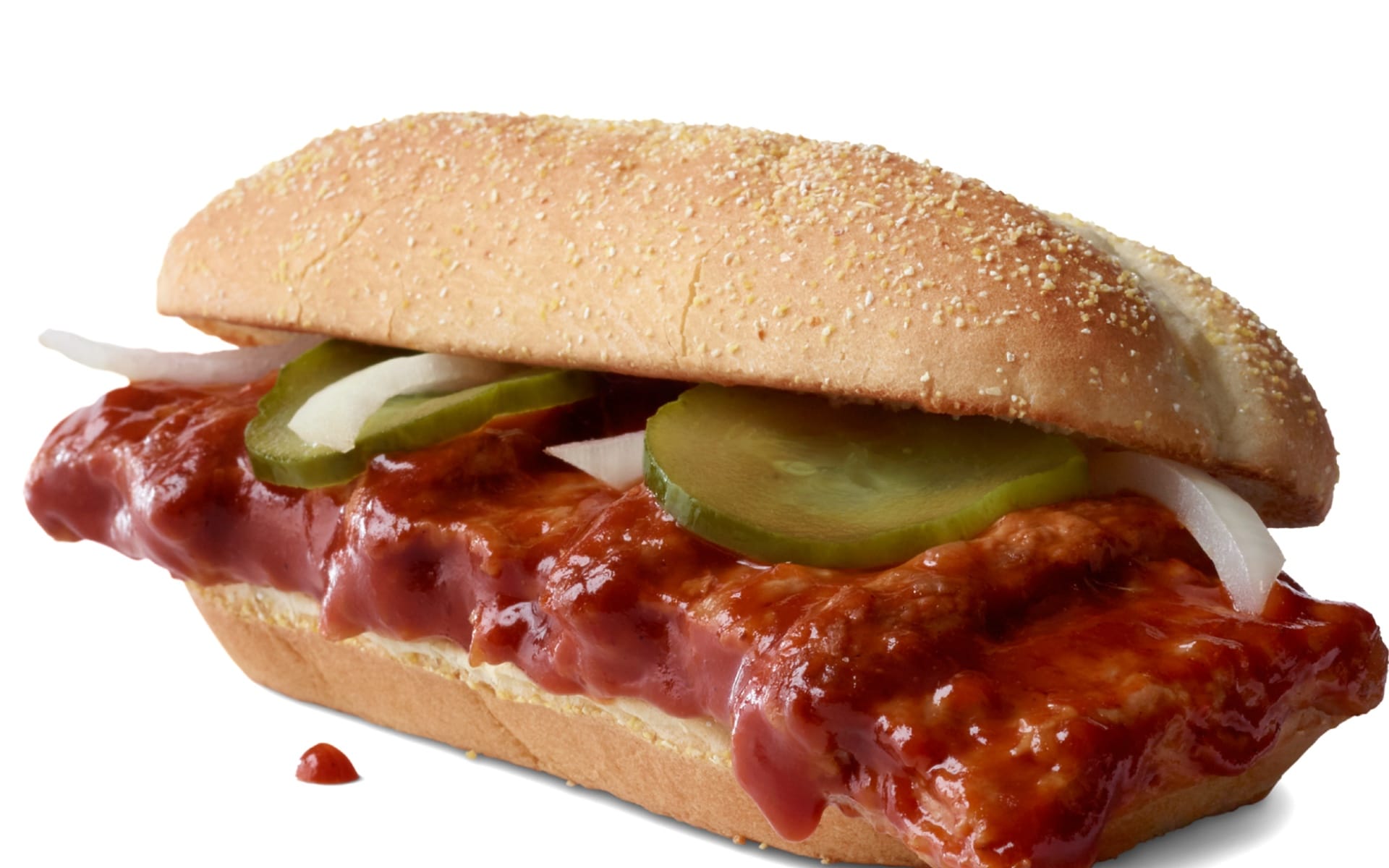 McDonald's McRib sandwich showing distinctive rib-shaped patty at center of class action lawsuit allegations