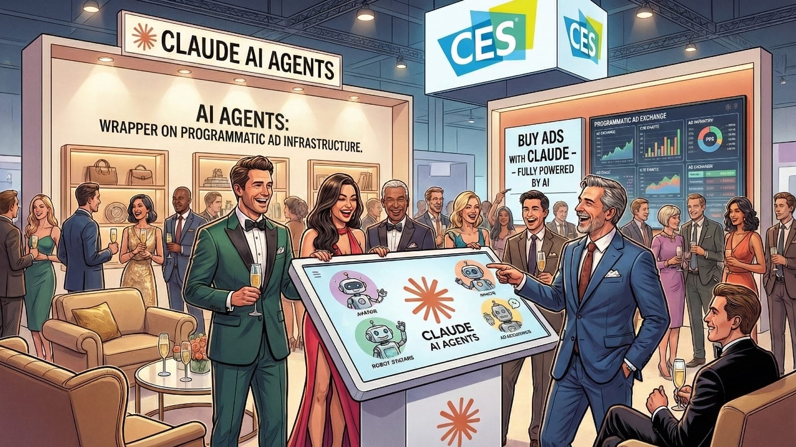CES booth showing Claude AI agents wrapper for programmatic advertising infrastructure