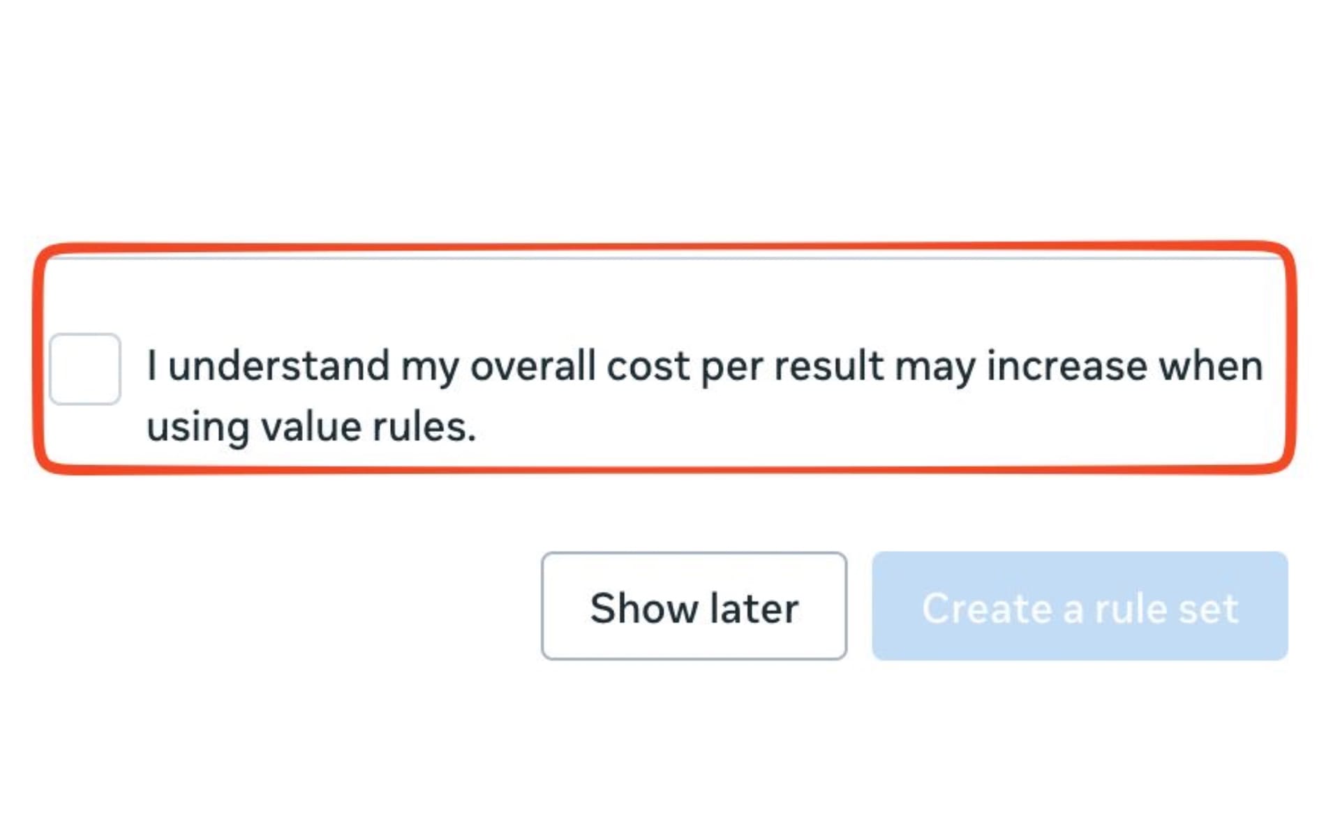 Meta value rules setup warning: costs may increase with bid adjustments for audience targeting.