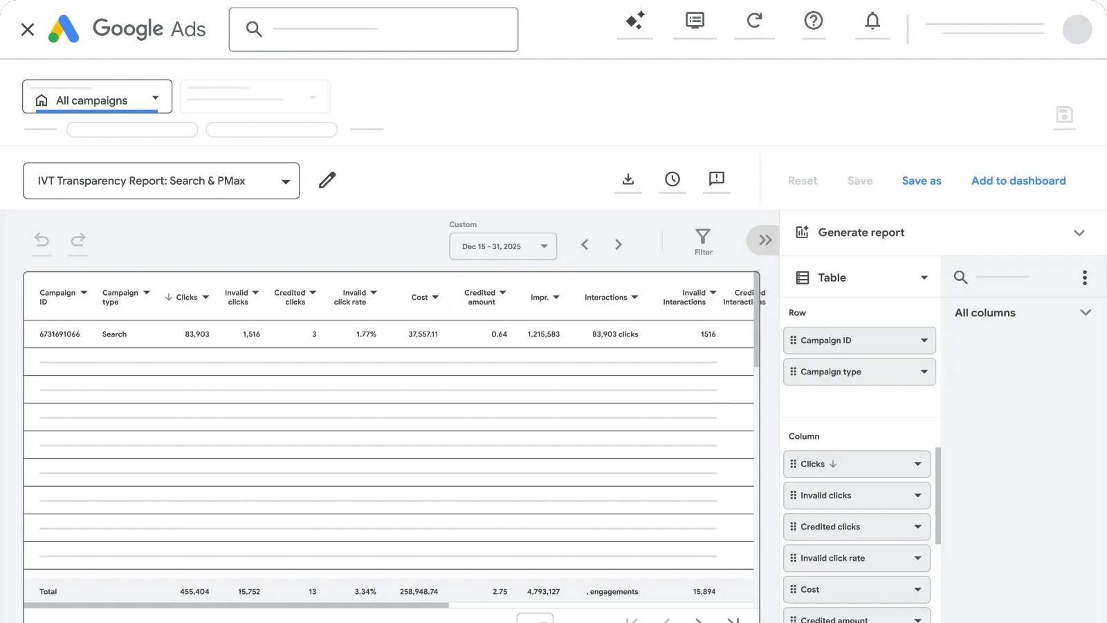 Google Ads documents Invalid Activity Credit Report for the first time