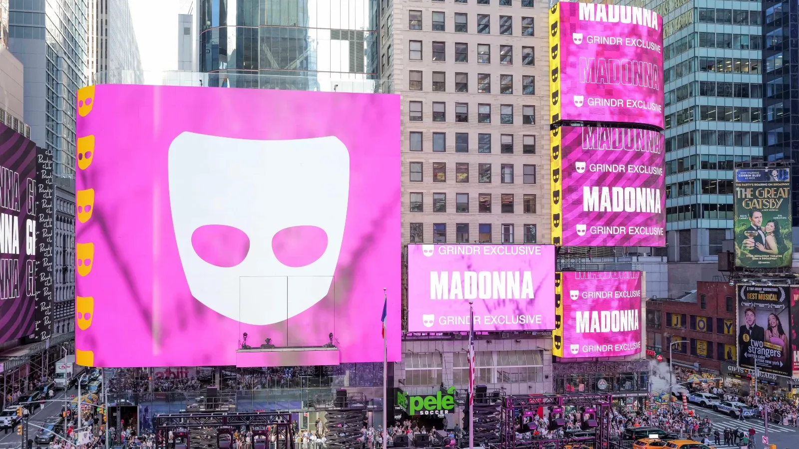 Grindr and Madonna turn Times Square into a live stream ad platform