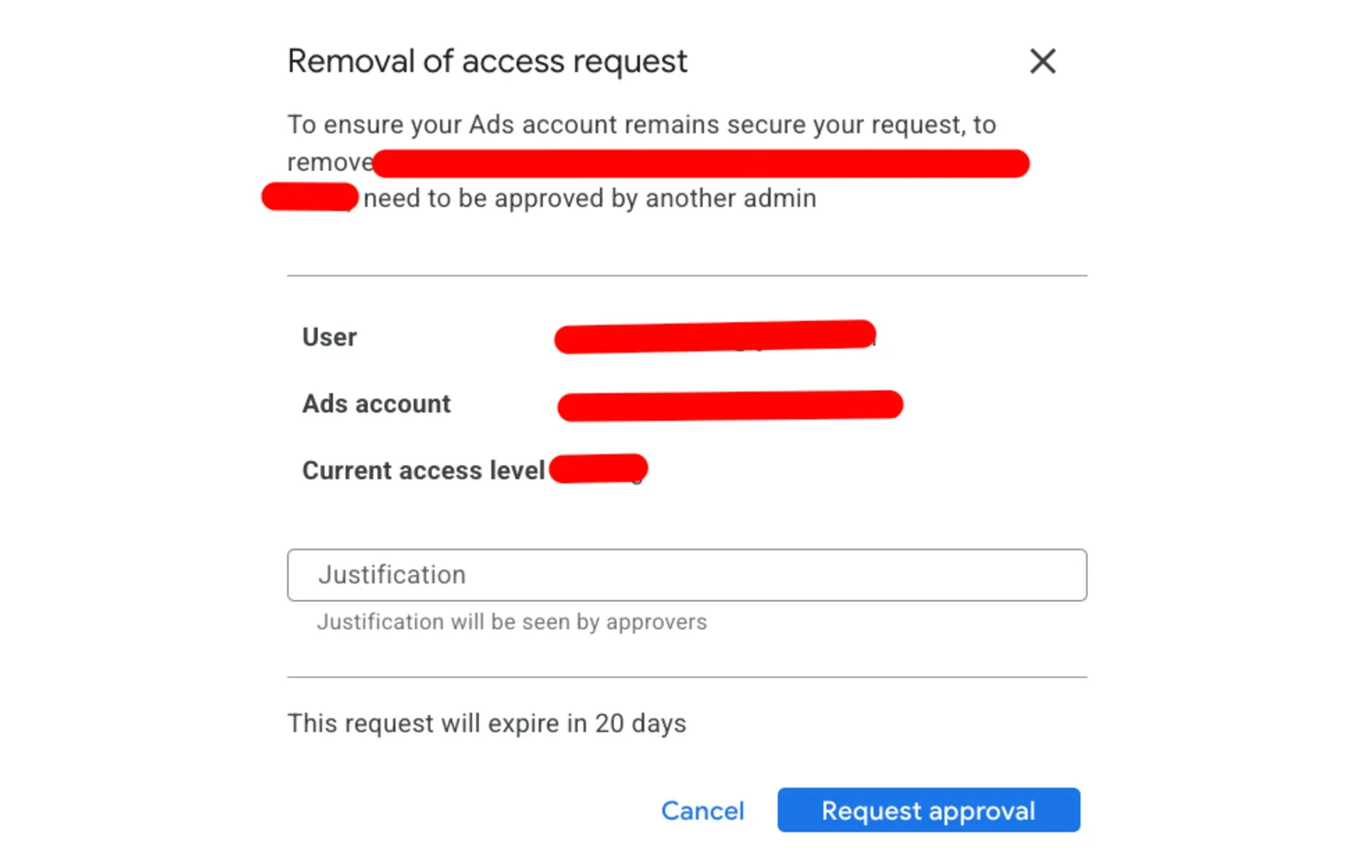 Google Ads forces second admin approval, leaving solo admins stuck