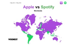 Spotify gains dominance in Honduras, Slovakia, Hungary, Finland, and Indonesia