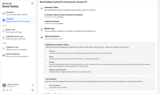 Facebook brand safety controls