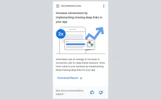 Broken deep links recommendation