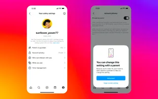 Instagram's new teen safety features interface shows privacy controls and parental supervision settings