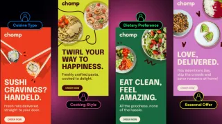 Personalized food delivery ads showcase dynamic creative formats for different customer segments and occasions.