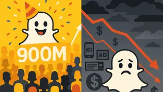 Snap's stark contrast: 900M users celebrated alongside declining ad revenue amid economic uncertainty.