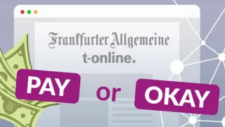 Pay or OK consent banner on German news site forcing users to pay or accept tracking. Copyright: noyb
