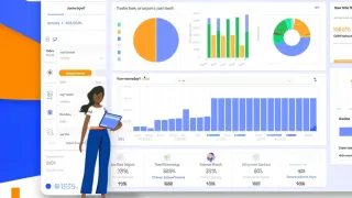 Analytics dashboard interface showing data visualization charts, graphs, and metrics for AI-powered analytics.