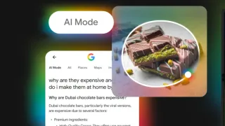 Circle to Search with AI Mode analyzing Dubai chocolate bars on Android device interface