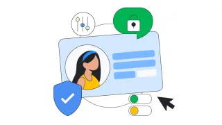 Digital age verification interface showing secure user authentication with privacy controls and verification badges for online safety.
