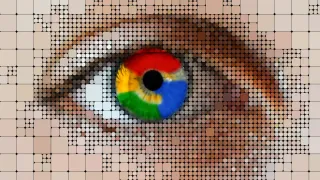 Google Gemini eye with pixelated privacy concerns illustration showing AI data access on Android devices July 2025