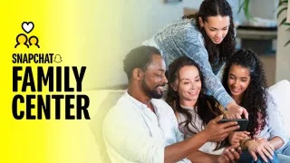 Snapchat Family Center interface showing parents and teens using safety features together at home