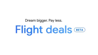 AI-powered Google Flight deals beta interface with blue branding and experimental feature badge